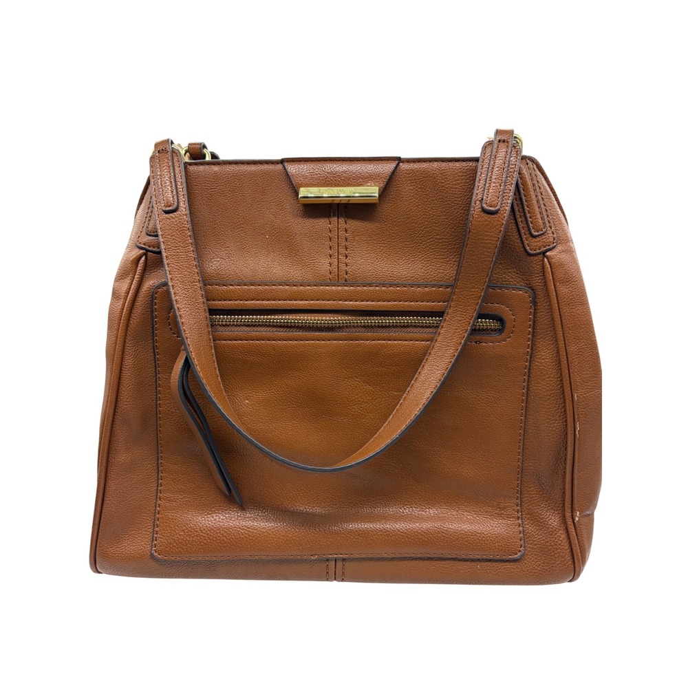 Nine West Shoulder Bag Medium Brown Leather Purse Tote, Professional, Classic